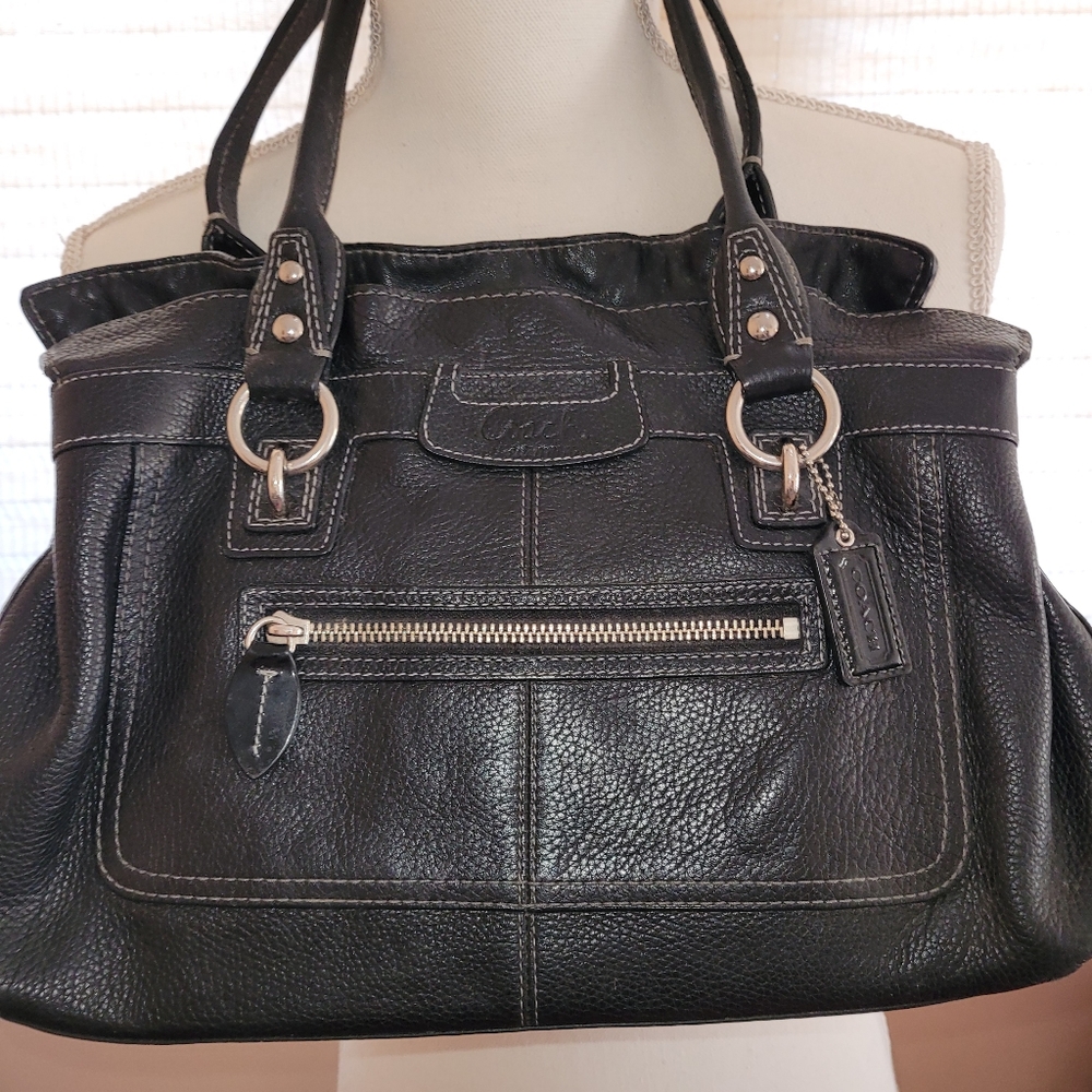 Coach black pebbled leather purse